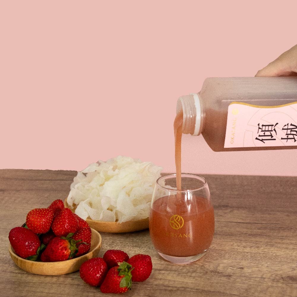 OKASANG  Strawberry limited healthy set｜1000ml*4( White fungus & Strawberries*4), , large