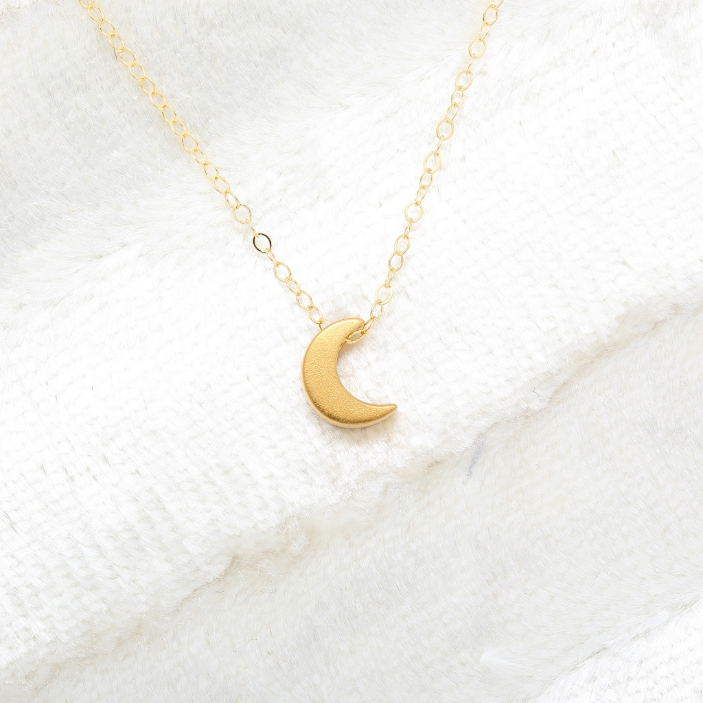 【Angel & Me】Le Petit Prince Moon s925 sterling silver 24k gold-plated necklace, , large