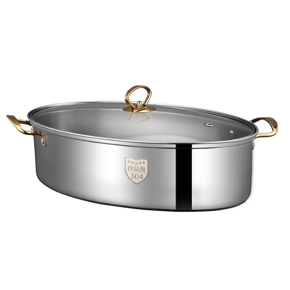 38CM 304 stainless steel oval fish steamer, , large