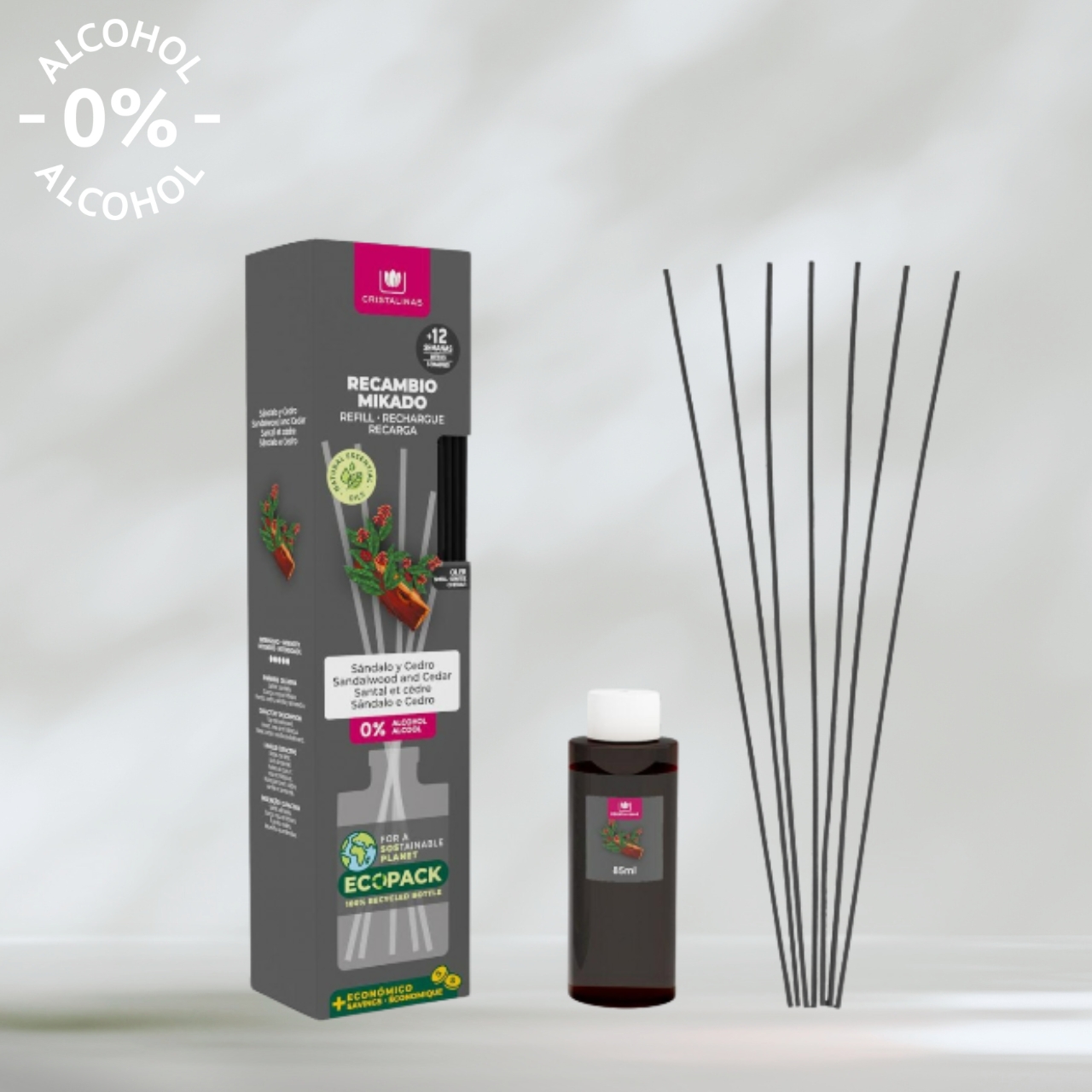 Mikado Essence Refill 85ML + Reeds _ S&aacute;ndalo y Cedro_, , large