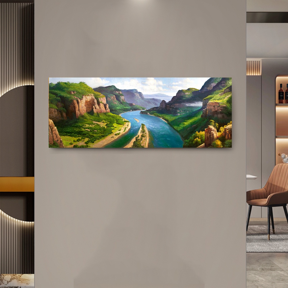 【御畫房】江山攬勝 國家一級畫師手繪油畫60&times;120cm(VF-45), , large