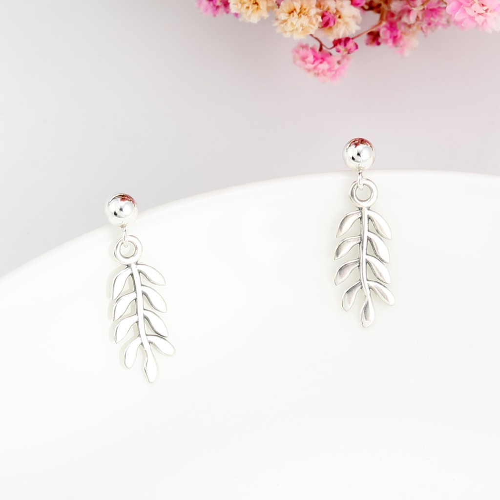 【Angel & Me】Laurel leaf s925 sterling silver earrings (changeable ear clips), , large