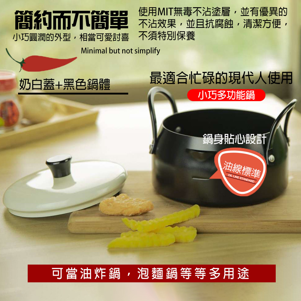 GS MALL 台灣製造 16公分 日式迷你火鍋 火鍋 油炸鍋 泡麵鍋 湯鍋 小火鍋 個人湯鍋 日式火鍋 迷你火鍋, , large