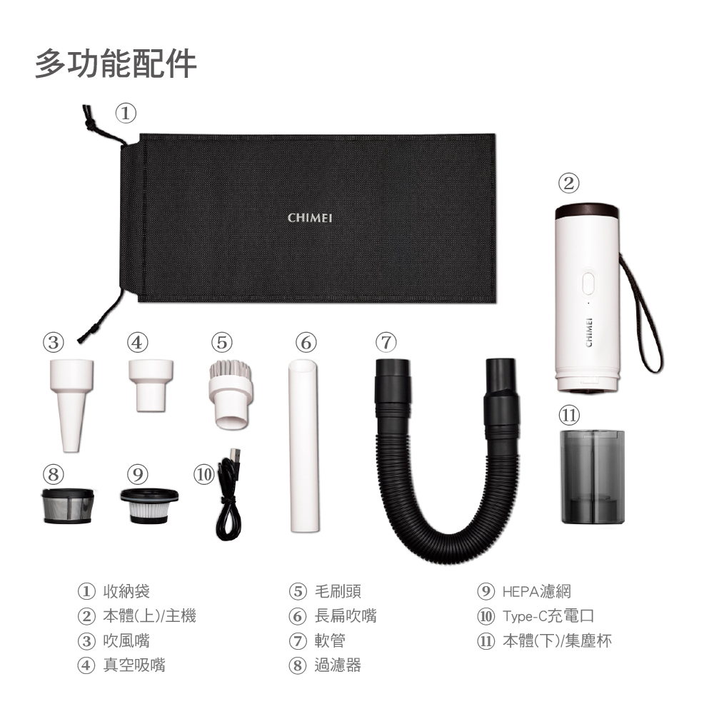 CHIMEI 奇美 隨手吸無線吸塵器 雲霧白 VC-HL09WH, , large