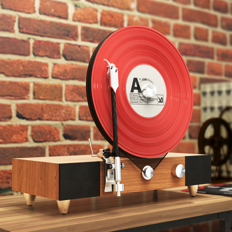[JunYu] Gramovox Upright bluetooth vinyl record player/walnut classic model, , large