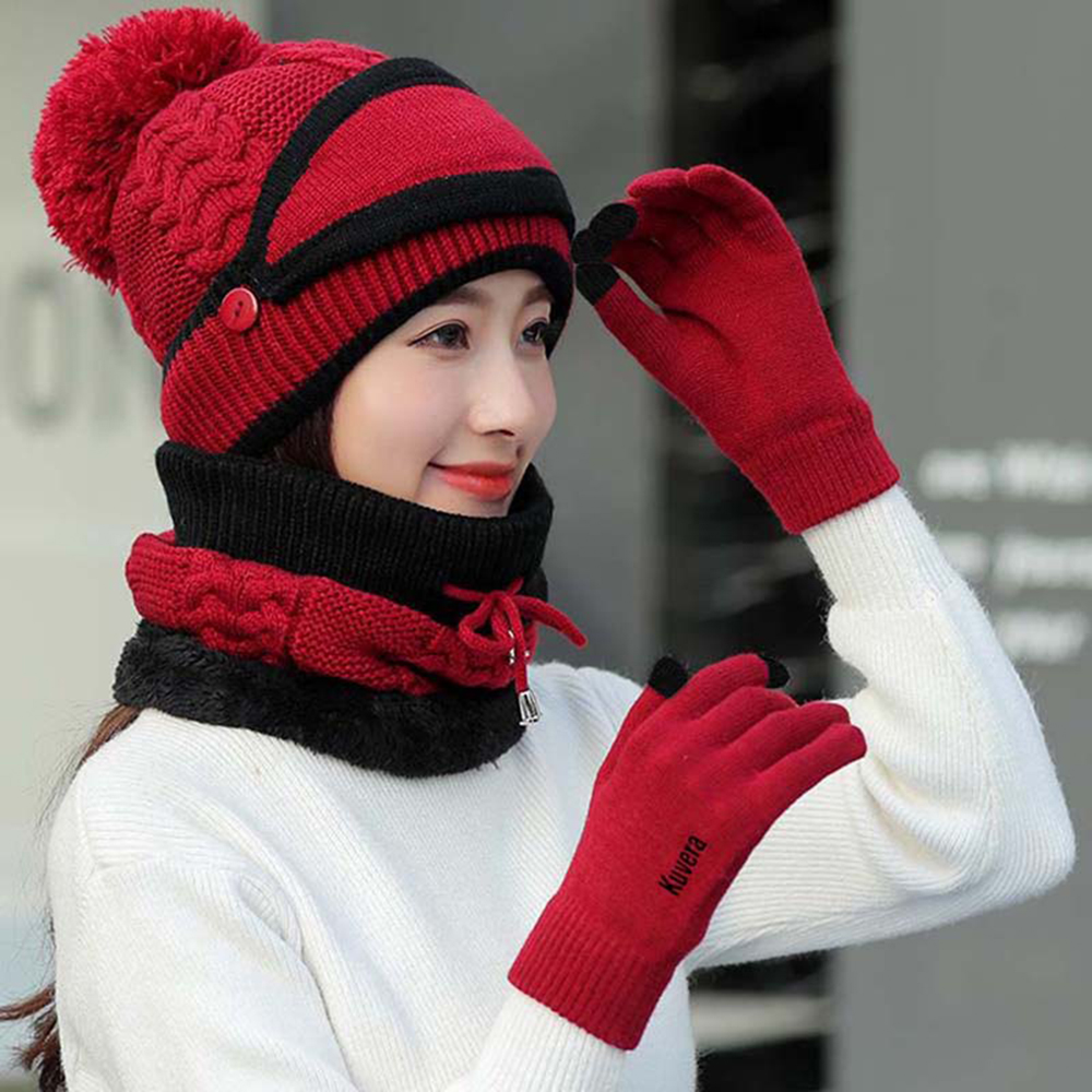 Fleece-Lined Beanie Set &ndash; 4 Pcs, , large