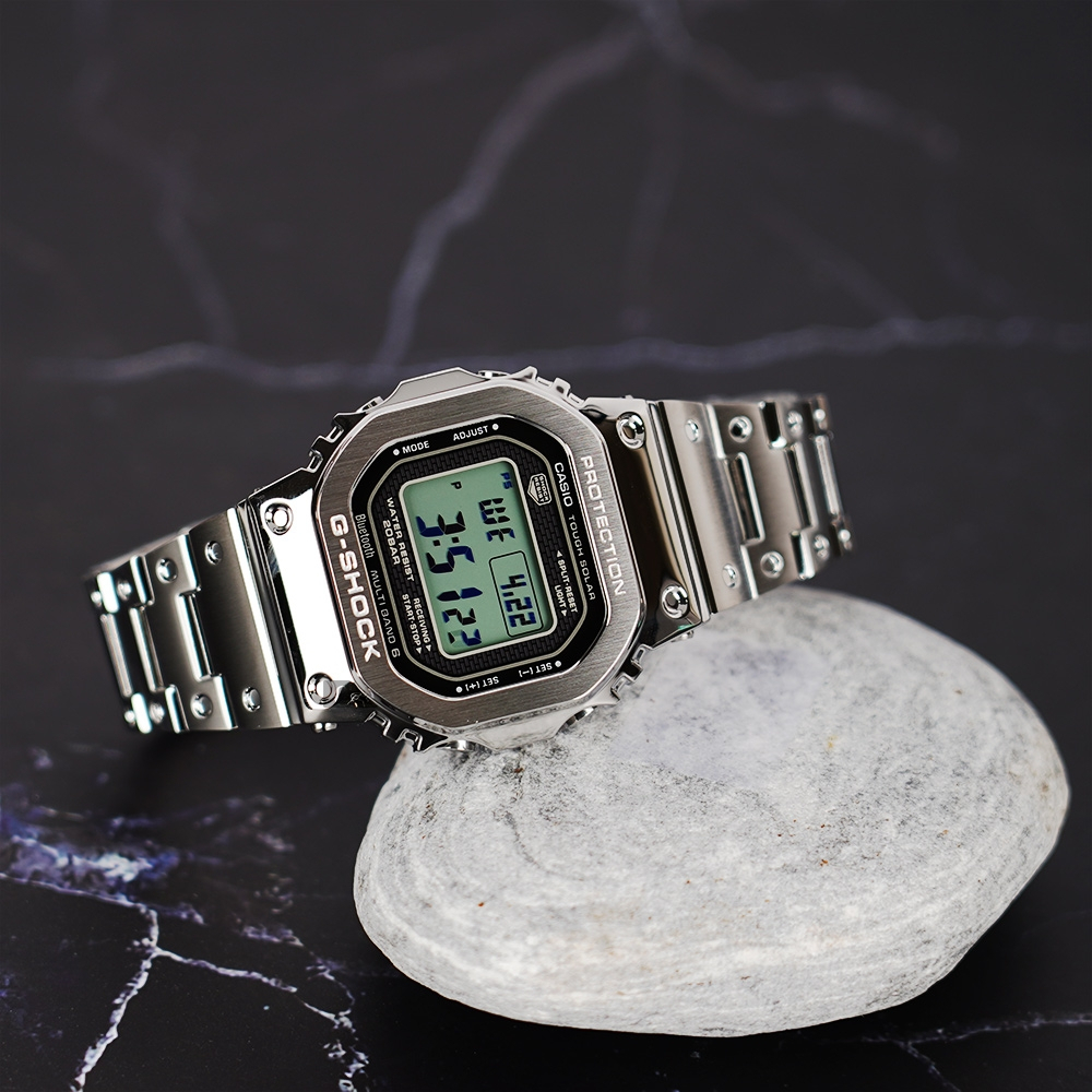 CASIO 卡西歐 G-SHOCK 全金屬太陽能電波手錶-銀 GMW-B5000D-1, , large