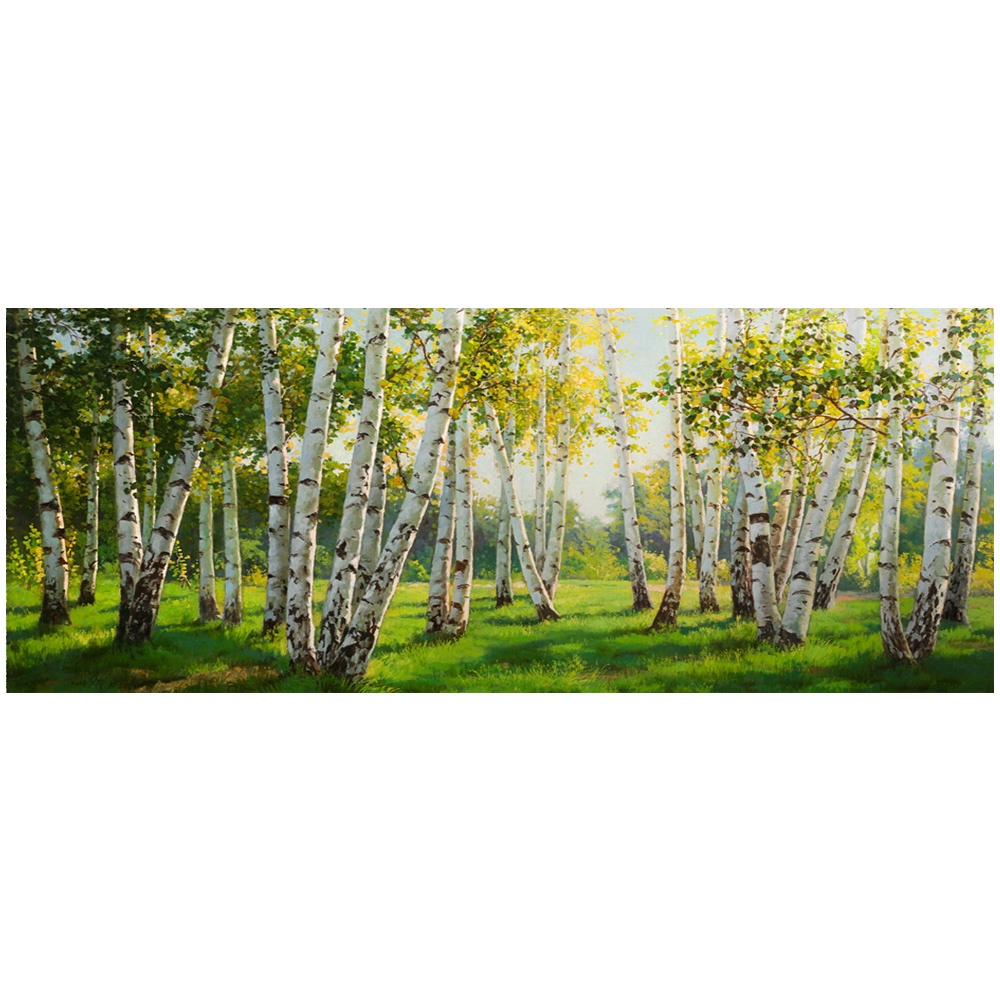 【御畫房】榮白樺林之春 國家一級畫師手繪油畫60&times;120cm(VF-59), , large