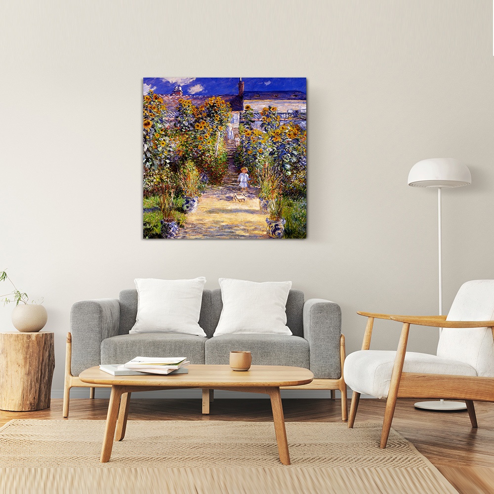 【御畫房】莫奈的花園 國家一級畫師手繪油畫80&times;80cm(VF-171), , large