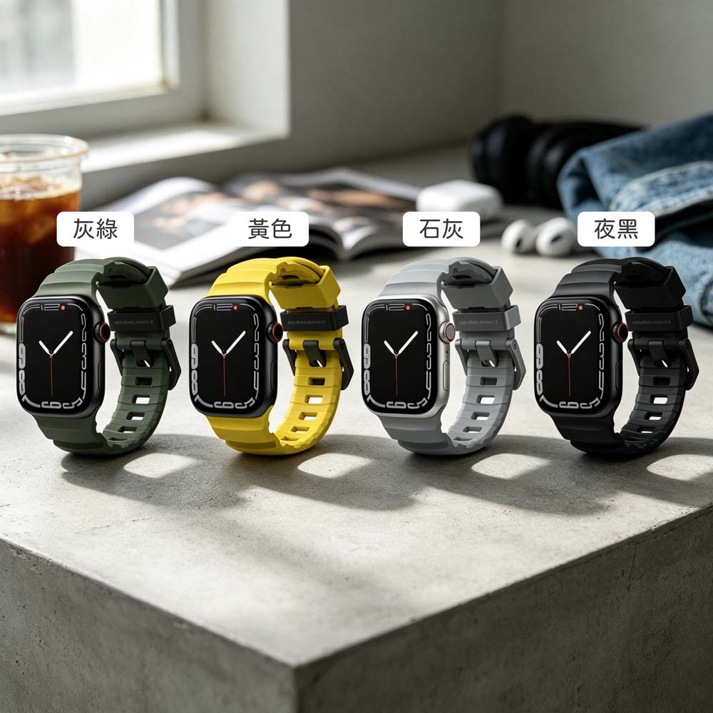 【山水之寶】National Geographic 國家地理 Apple watch 44/45/49/S10 46/S11 46mm錶帶 Rugged FKM矽膠錶帶 優異耐熱表現, , large