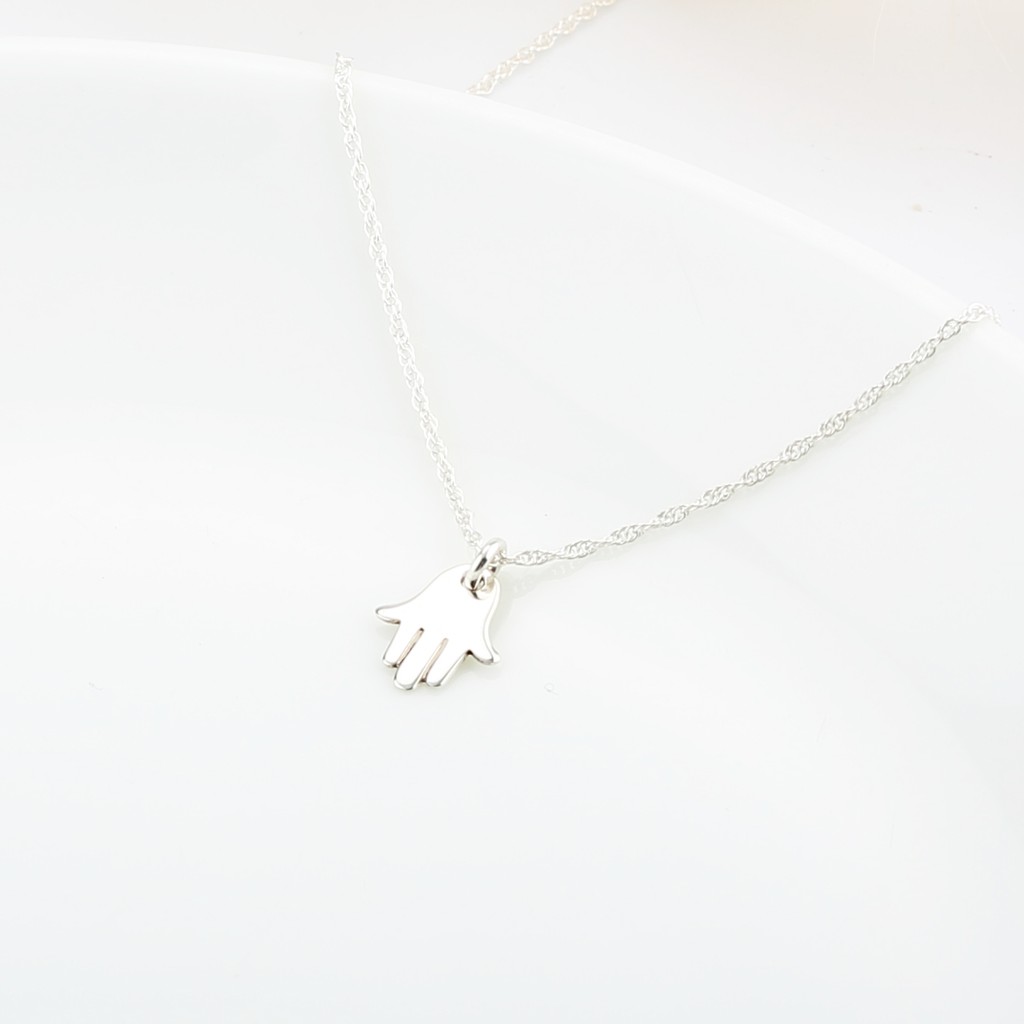 【Angel & Me】Fatima hand Hamsa s925 sterling silver necklace Birthday gift, , large