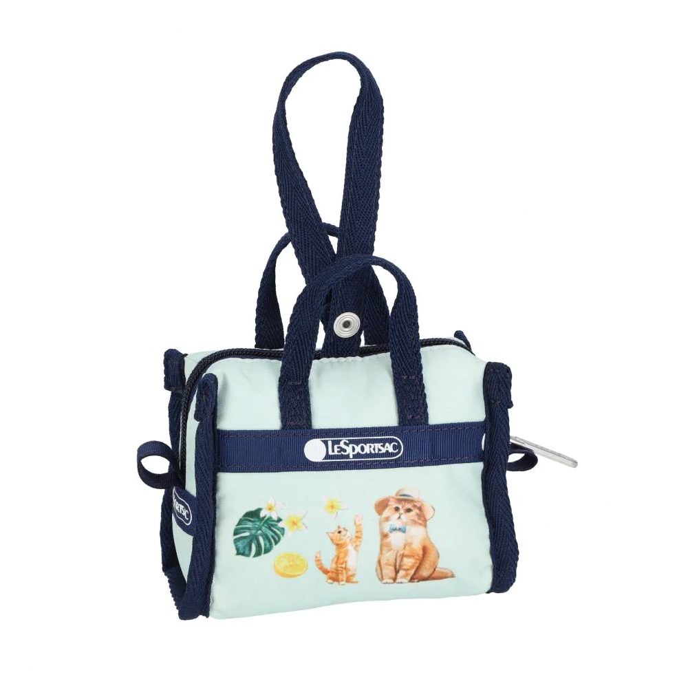 Lesportsac Micro Weekender Charm 小吊掛飾零錢包 收納袋(童趣草帽貓咪)L261-1611N-HF97, , large