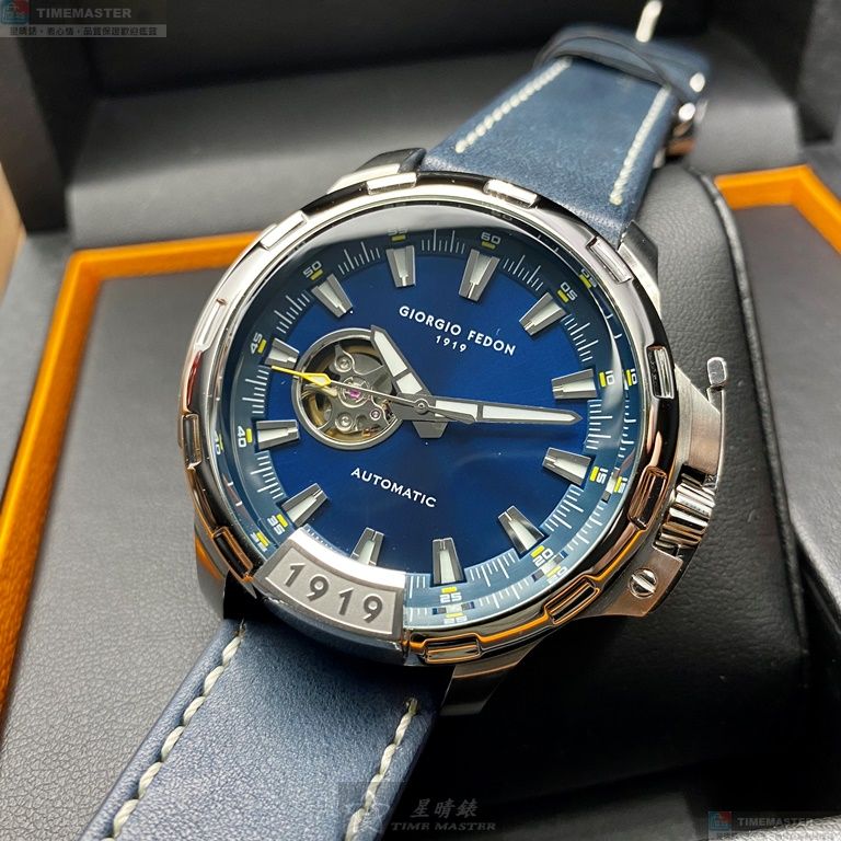 [星晴錶業]GiorgioFedon1919手錶,46mm,GF00049寶藍色錶面銀錶殼寶藍真皮皮革錶帶款, , large