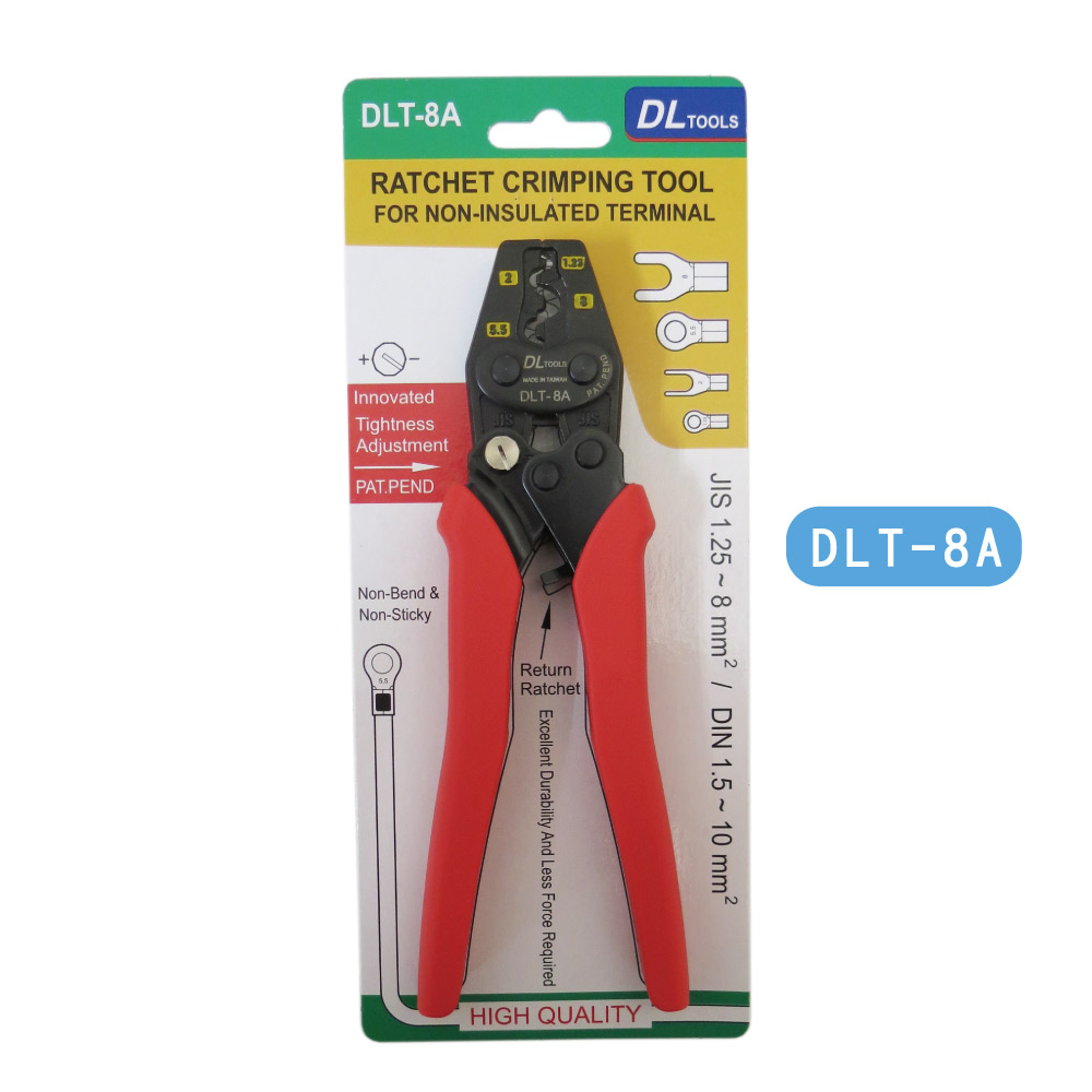 鉅玉經典｜小型棘輪式端子鉗-8平方 DLtools 夾線鉗 壓著鉗 壓接鉗 新型棘輪 可調鬆緊 DLT-8A, , large