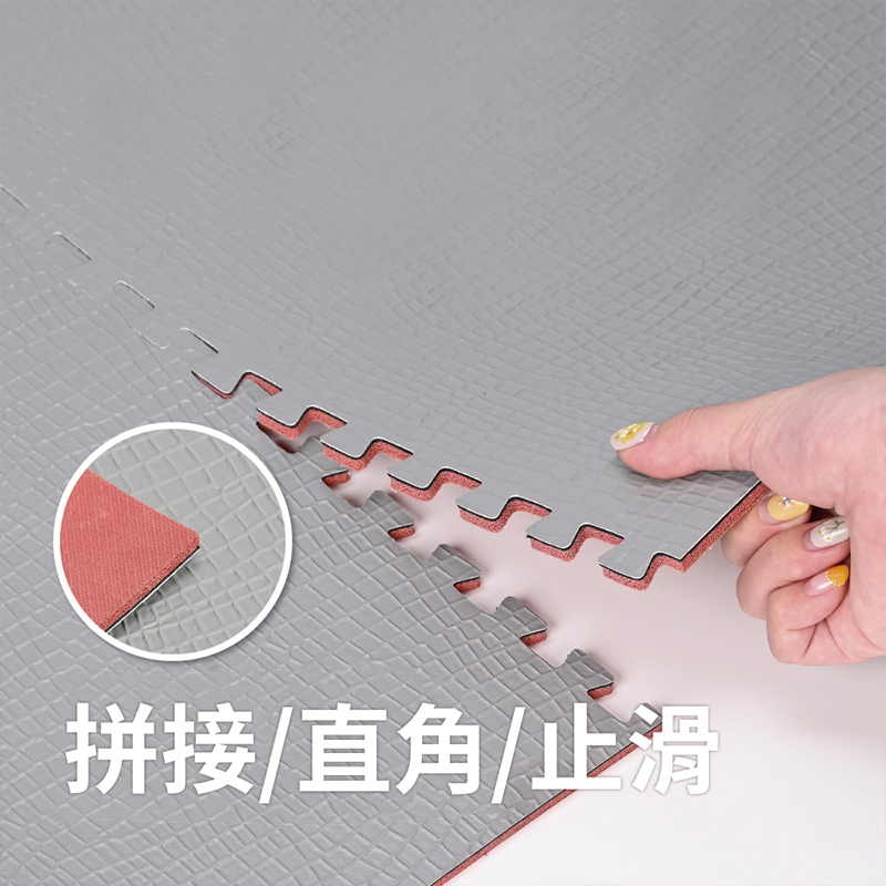 【Monster】 Free-Combination Stress-Relief Leather Kitchen Mat (50x40cm) &ndash; Cool Rock Gray, Set of 2, , large