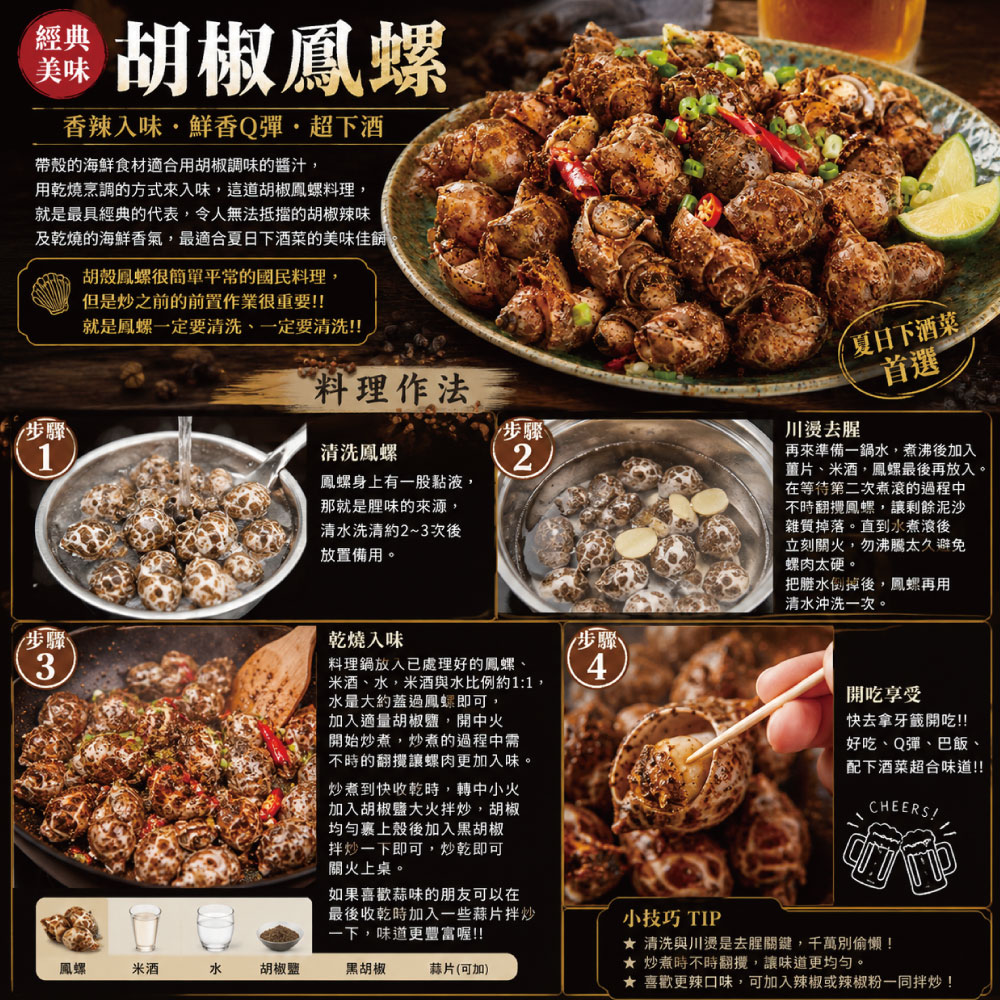 小川漁屋 嚴選活凍鳳螺1包(500g&plusmn;10%)_任選, , large