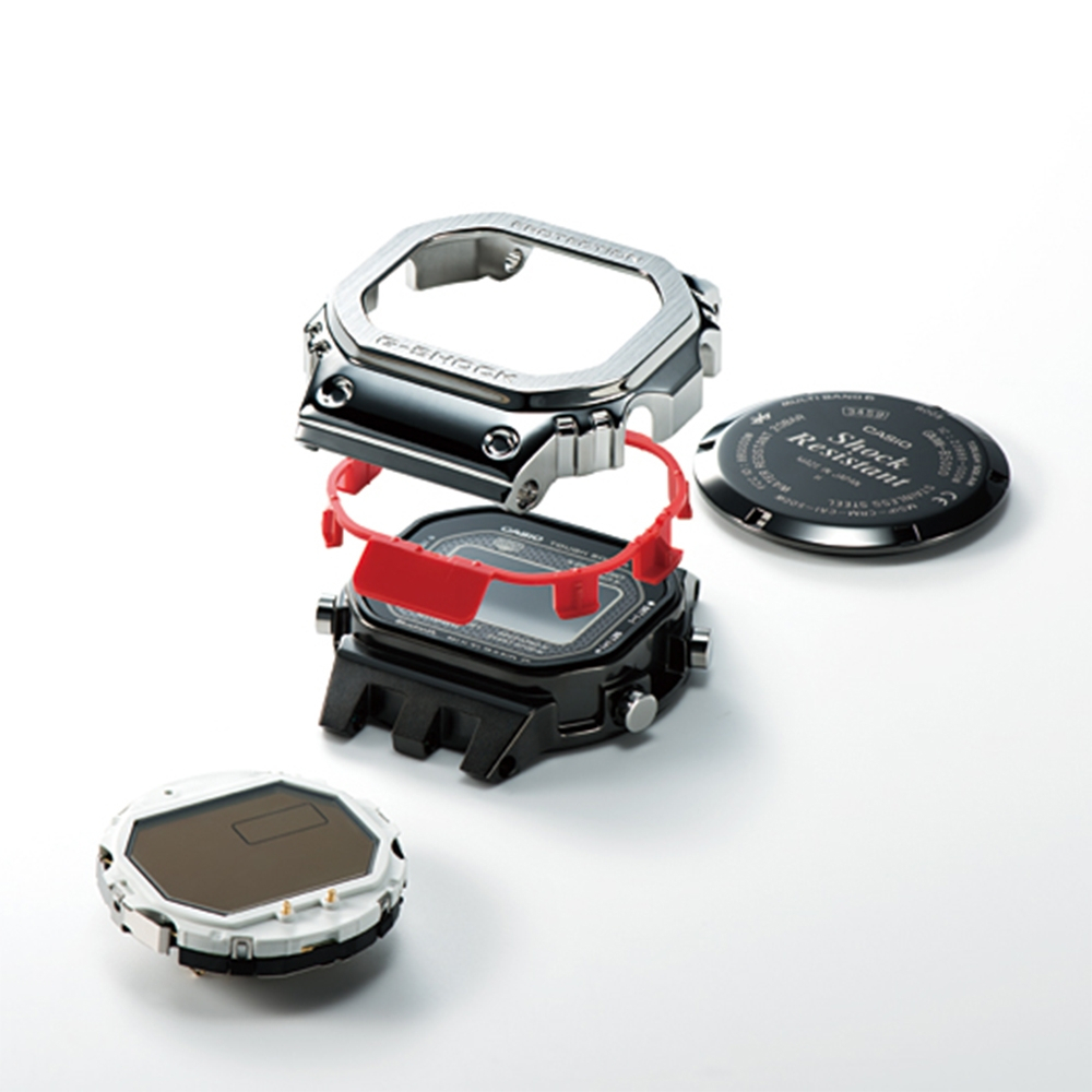 CASIO 卡西歐 G-SHOCK 全金屬太陽能電波手錶-銀 GMW-B5000D-1, , large