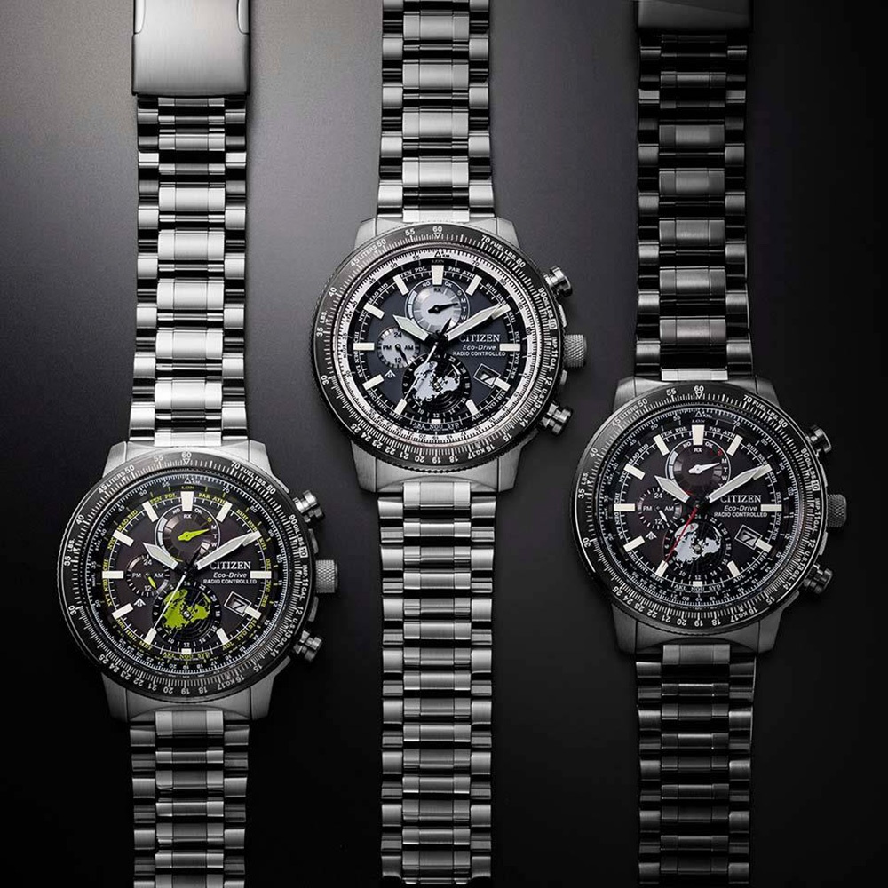 CITIZEN 星辰 PROMASTER 光動能電波飛行錶 北半球城市時間手錶 BY3005-56G, , large