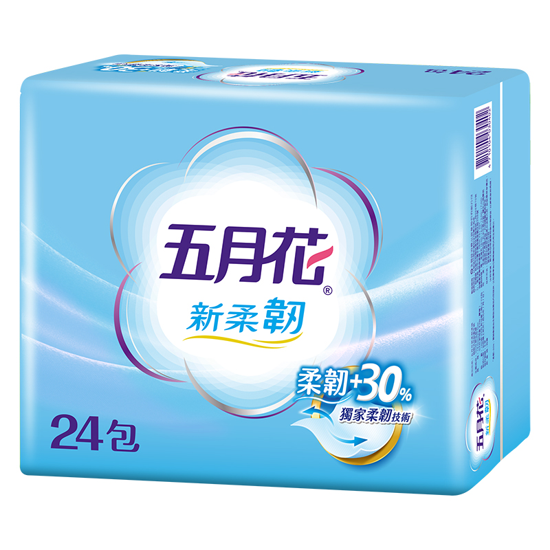 五月花新柔韌抽取衛生紙100抽24包FSC, , large