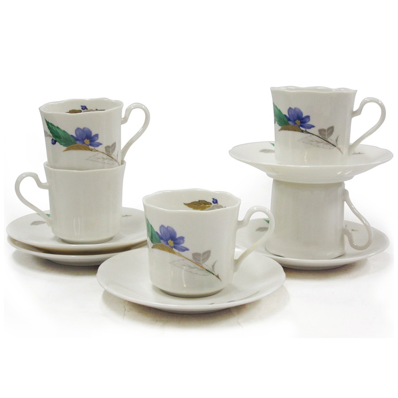 [豐名日本餐具] 咖啡杯五客入組 金綠葉 / C00CS5-32, , large