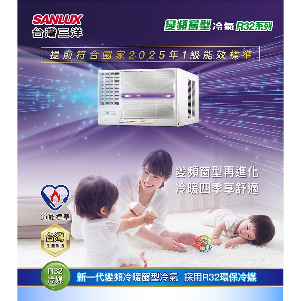 SANLUX 4-6 Ping R32 Inverter Window AC (Left Blowing) SA-L36VHR, , large