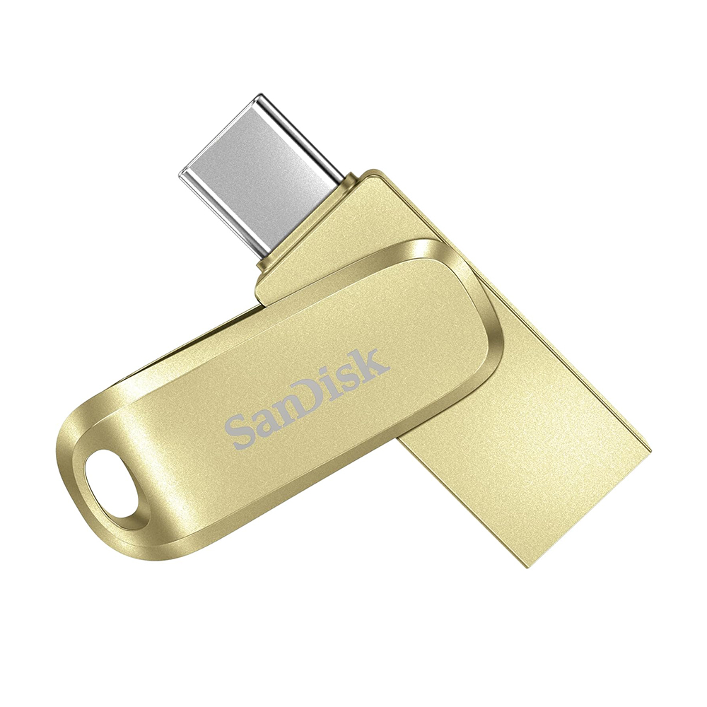 【SanDisk】Ultra Luxe 128G 金色 TYPE-C USB 3.2 雙用 OTG 旋轉隨身碟 讀取速度 400MB/s, , large