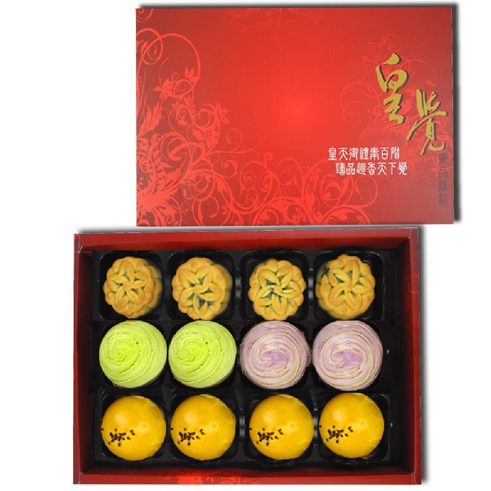[永全鑫]皇覺 中秋臻品系列-花好月圓12入禮盒組(蛋黃酥+廣式小月餅+彩旋酥), , large