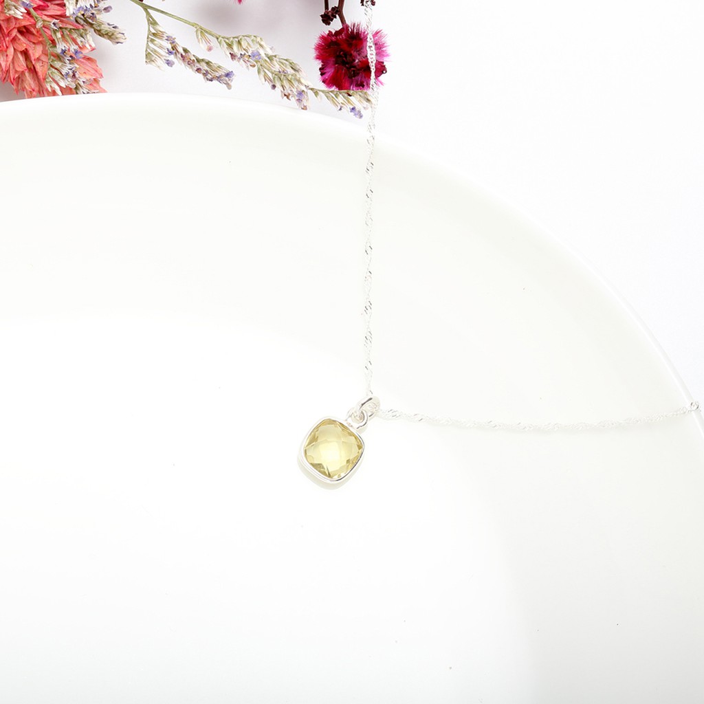 【Angel & Me】Lemon yellow crystal s925 sterling silver necklace birthday gift, , large