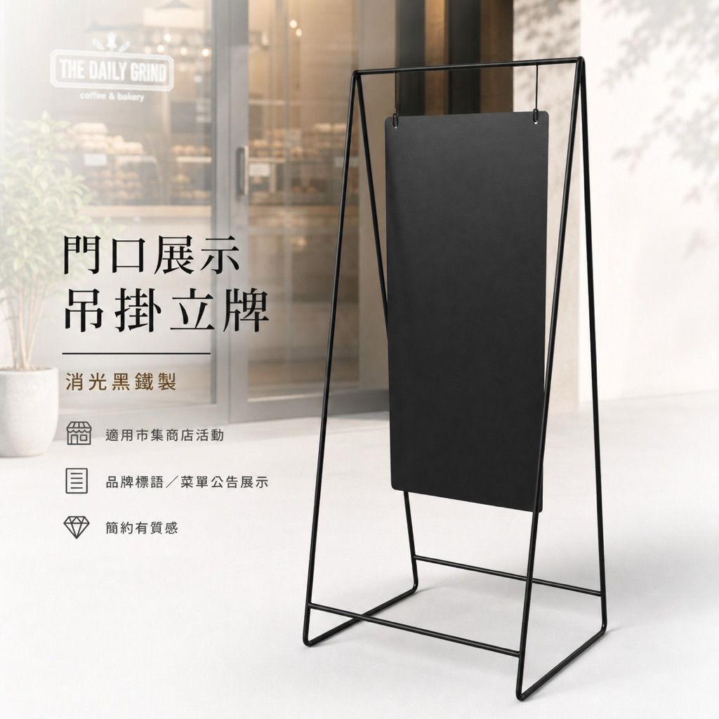 【 SHAONIANNA.TW 】門口展示立式招牌架｜消光黑粉體烤漆｜咖啡店・餐廳・市集適用, , large