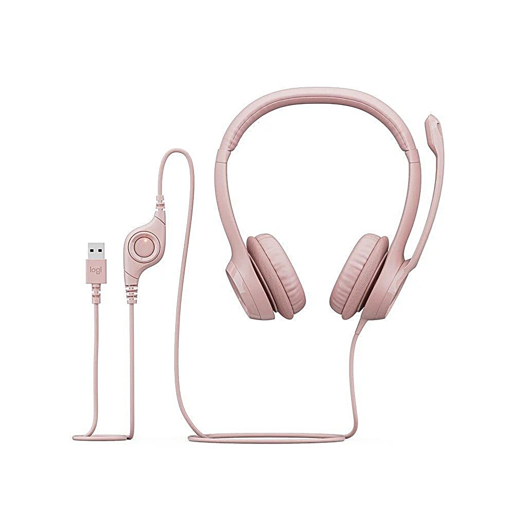 【 Logitech 羅技 】H390 玫瑰粉 有線耳機 麥克風, , large