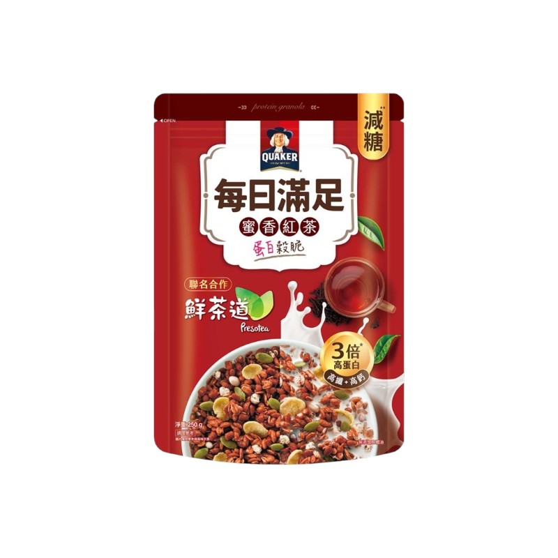 桂格每日滿足蛋白穀脆-蜜香紅茶 250g, , large
