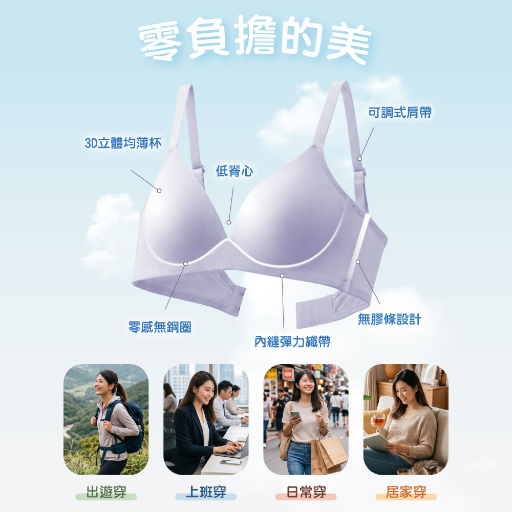 可蘭霓Clany 台灣製吸濕排汗無痕無鋼圈美型 S-2XL 減壓內衣 灰色 6961-61, , large