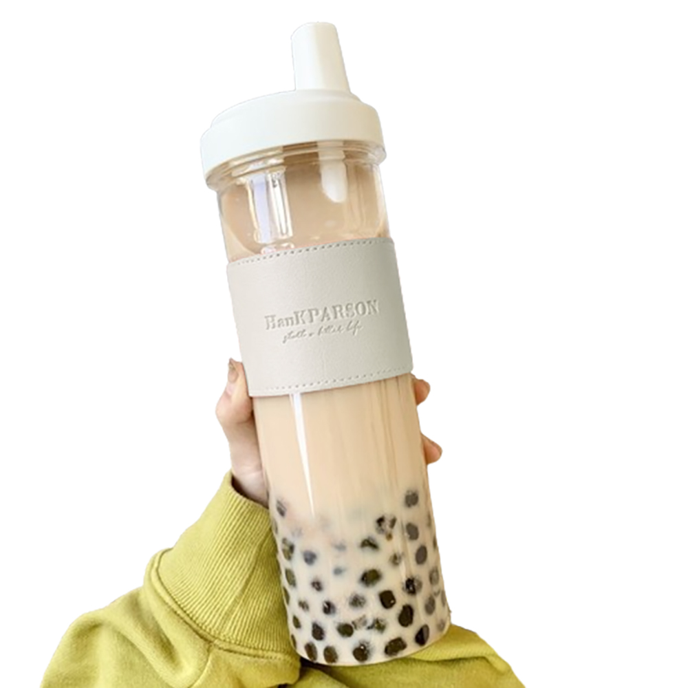 【高品生活】高質皮革玻璃大象珍奶杯850ml｜珍奶杯｜大象杯｜飲料杯｜手搖飲｜環保杯, , large