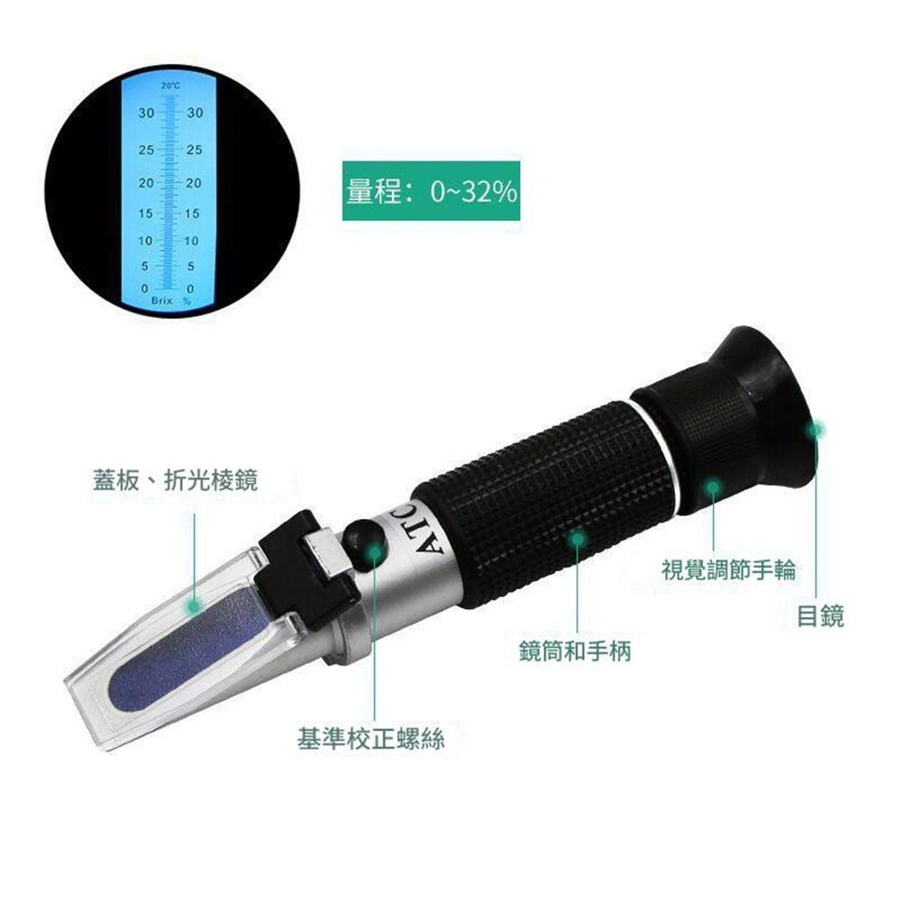 Handheld saccharin thermometer (0-32%), , large