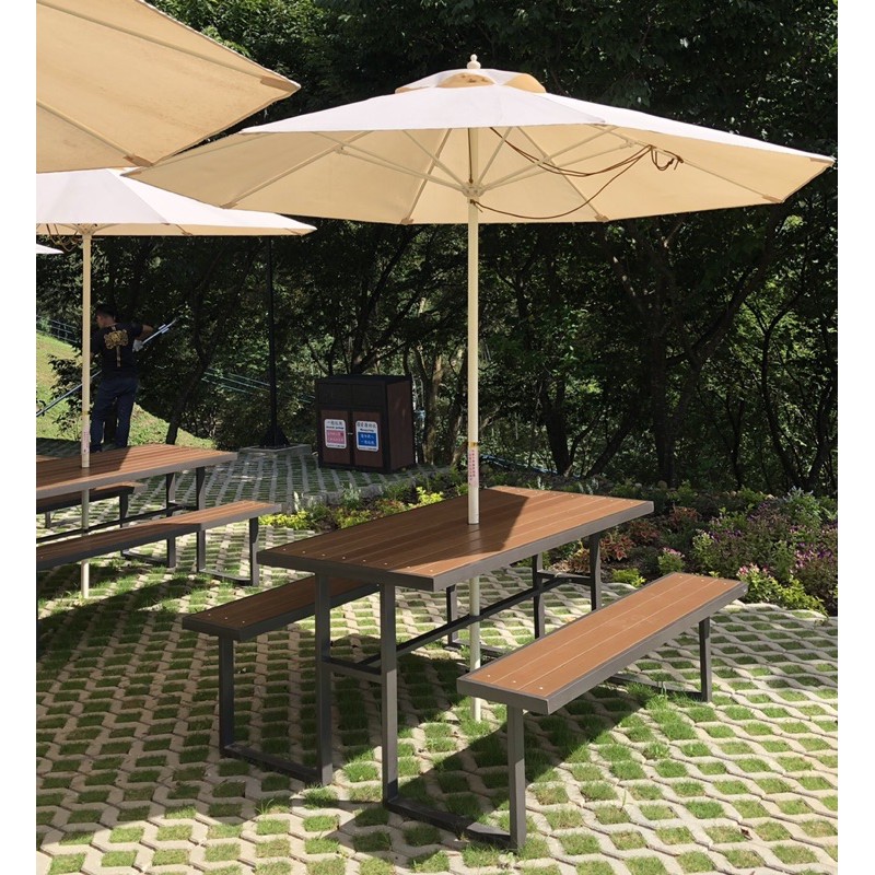 【BROTHER兄弟牌】塑木5尺野餐啤酒桌-適合4-6人坐(寬150cm，可另加陽傘和傘座)可開發票, , large