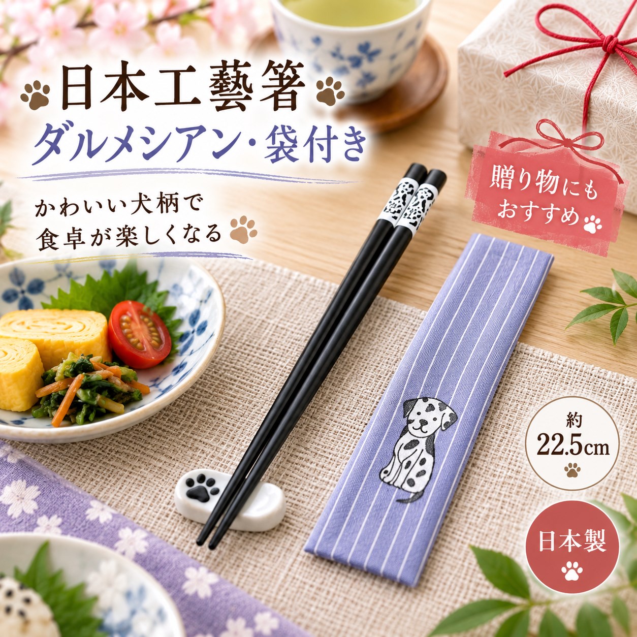 【HIYASU日安工坊】日本工藝箸-大麥町犬 附袋, , large