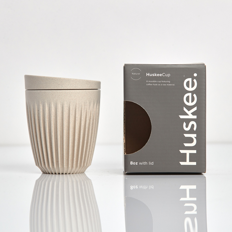 【Huskee】 Reusable Coffee Cup : HuskeeOriginal  8oz Natural (cup&lid) , , large