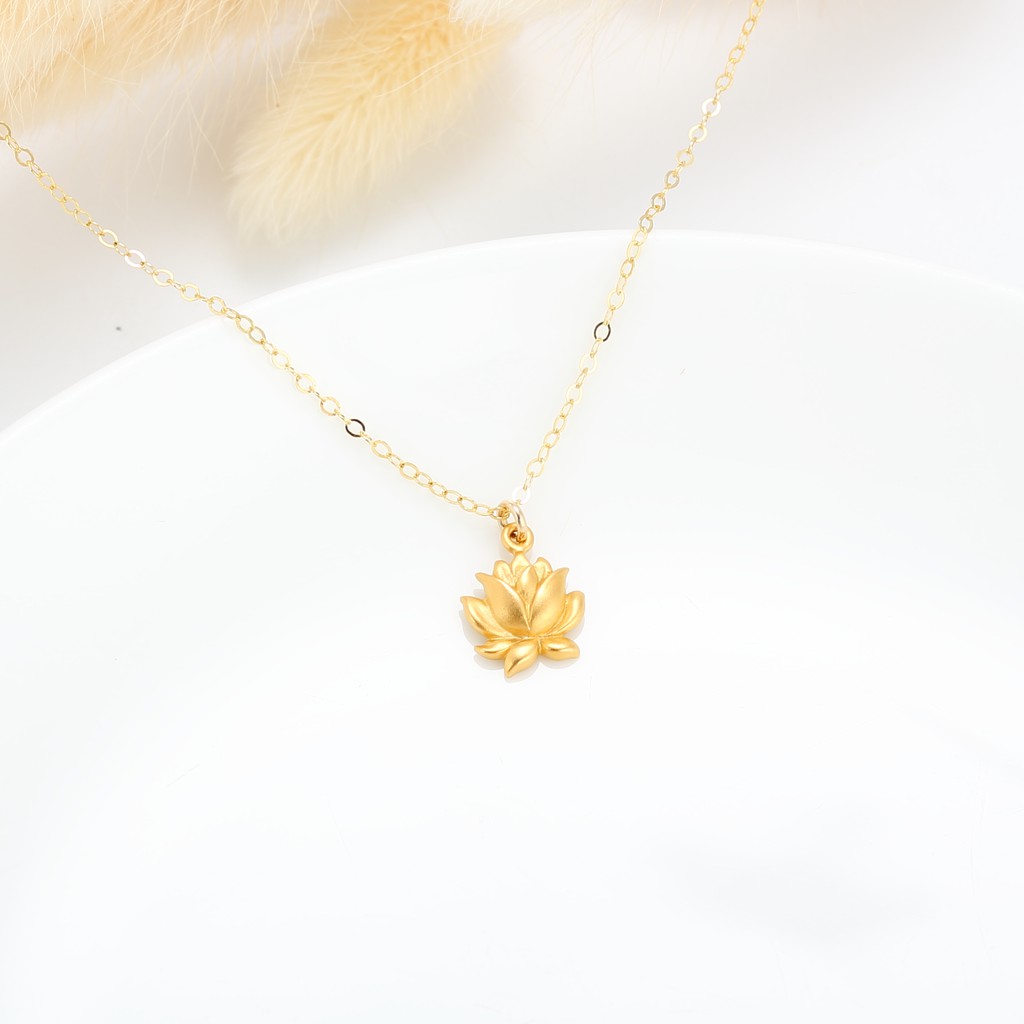 【Angel & Me】Love Lotus s925 sterling silver 24k gold plated necklace gift, , large
