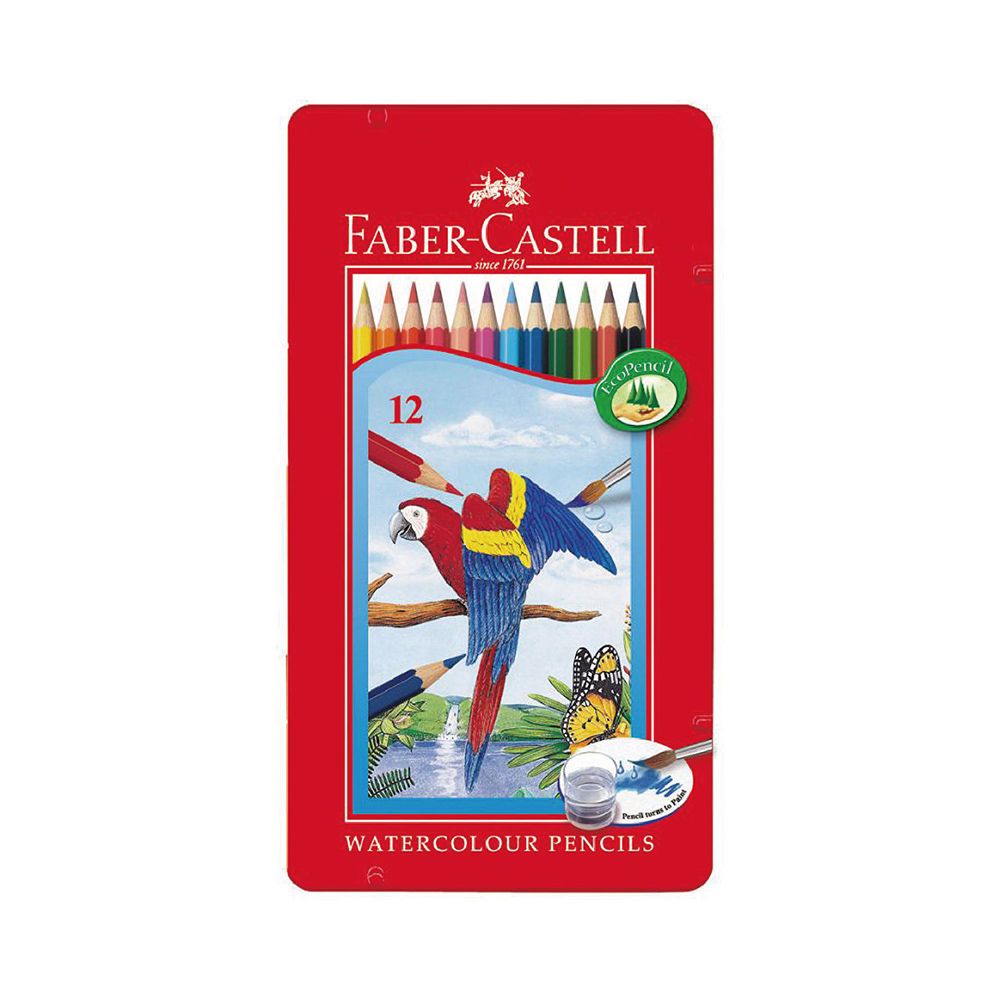 【Faber-Castell】輝柏 水性色鉛筆  附水彩筆 鐵盒 12色 /盒 115913, , large