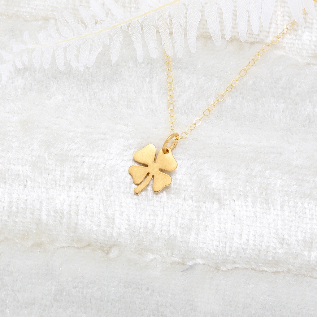 【Angel & Me】Four Leaf Clover s925 sterling silver 24k gold plated necklace, , large