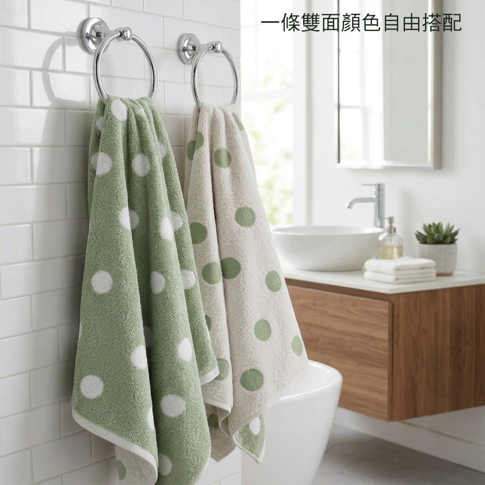 【BVD】6入組-MIT圓點無螢光劑自然棉撚毛巾增厚 純棉 吸水 台灣製(74ｘ33cm)(B05004), , large