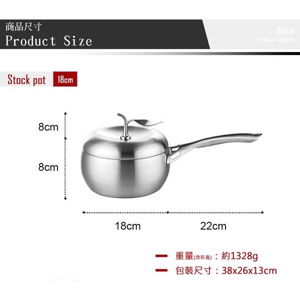 PERFECT 理想牌 極緻316不鏽鋼蘋果型七層複合金湯鍋附蓋蘋果鍋 24cm雙耳-Leidea樂德兒, , large