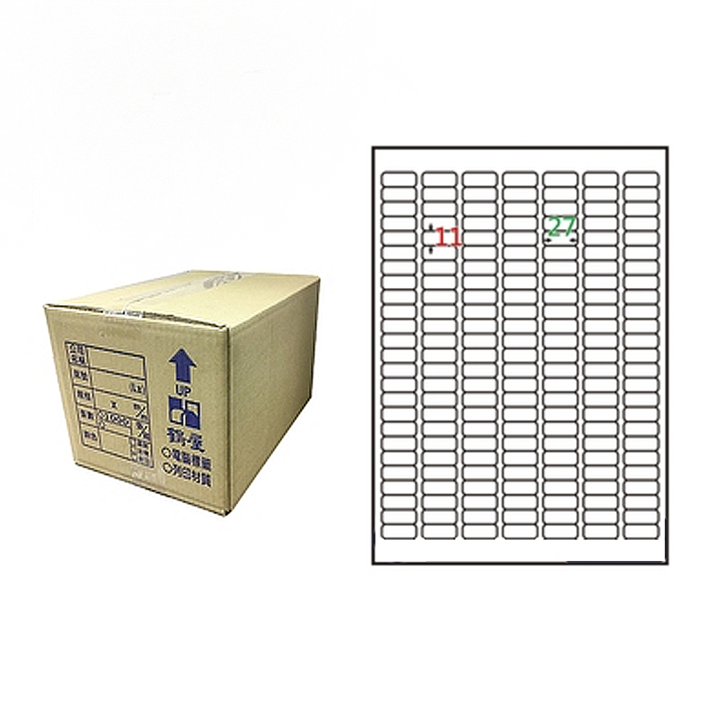 【鶴屋】A4電腦標籤 11x27mm 圓角 175格 1000張入 / 箱(L1127 LX), , large