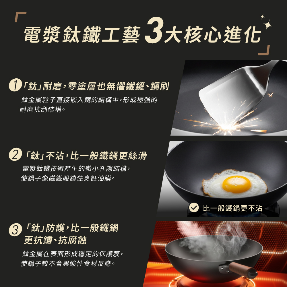 特福先鋒系列30CM無塗層炒鍋(加蓋), , large