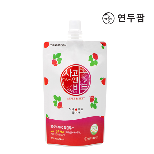 【韓國YEONDOOFARM妍杜農場】NFC 100% 好農蘋果甜菜汁禮盒組 (100ml &times; 20包), , large