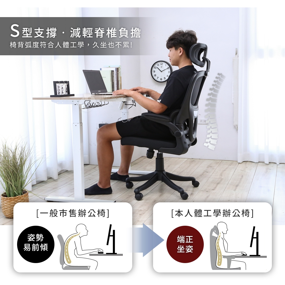 【澄境】護腰網背人體工學椅  CH077 頭枕可調 護腰電腦椅 辦公椅 人體工學椅 電腦椅, , large