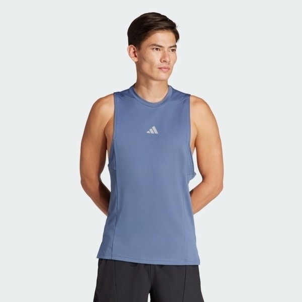 Adidas D4T HR TK 男 背心 運動 訓練 健身 重訓 透氣 涼感 大袖孔 藍 [IS3713], , large