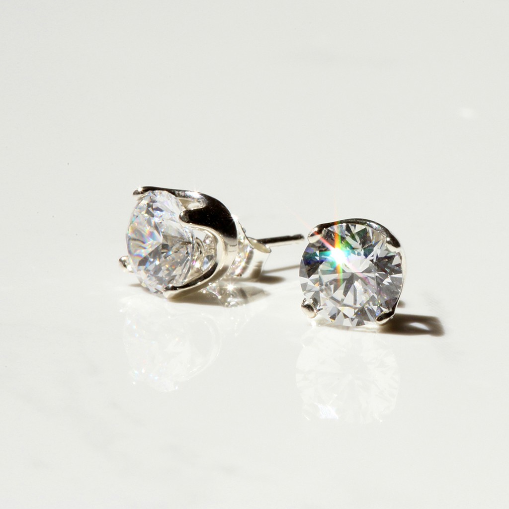 【Angel & Me】1 carat Crown 7mm Swiss diamond s925 sterling silver earrings gift, , large