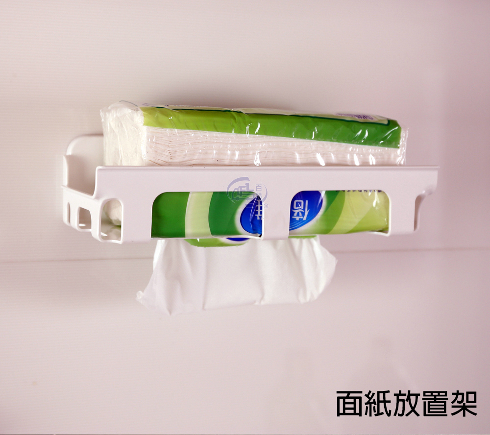 [百鈴]珍豪貼免鑽孔無痕塑鋼-面紙放置架-2入(面紙架/衛生紙架/紙巾架/置物架/無痕貼/免釘免鑽), , large