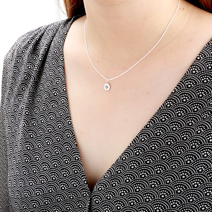 【Angel & Me】Lucky Compass North Star s925 sterling silver necklace gift, , large